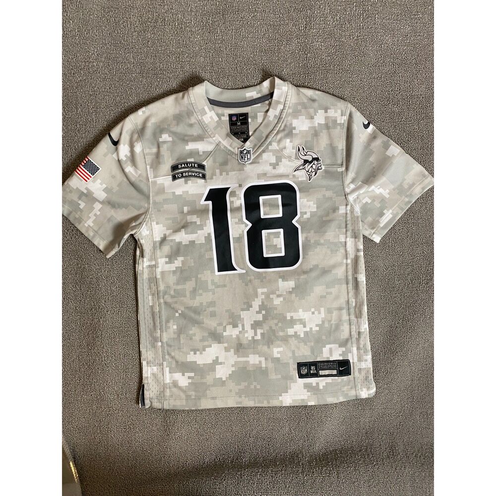 NFL Nike Salute to Service Vikings #18 Jefferson Youth Medium Jersey